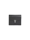 Totême Black T-lock Grained-leather Card Holder In Gray