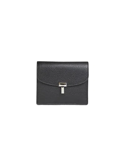 Totême Black T-lock Grained-leather Card Holder