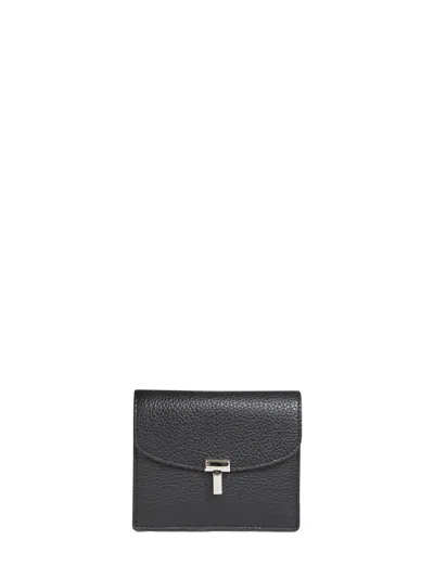 Totême Black T-lock Grained-leather Card Holder
