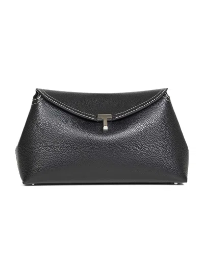 Totême Black T-lock Grained-leather Clutch Bag