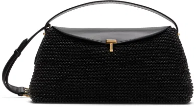 Totême Black T-lock Woven-leather Bag