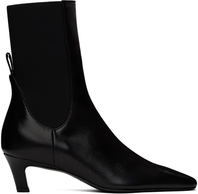 TOTÊME BLACK 'THE MID HEEL' LEATHER BOOTS