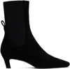 Totême Square Pointed-toe Ankle Kitten-heel Boots In Black Suede In Black Suede 261