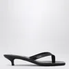 Totême Toteme | Black Thong Sandal With Heel In Leather In Black