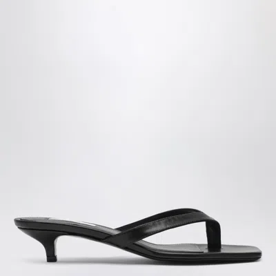 TOTÊME TOTEME | BLACK THONG SANDAL WITH HEEL IN LEATHER