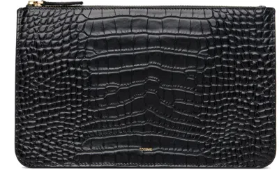 Totême Black Threefold Croco-embossed Clutch In Red
