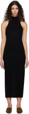Totême Ribbed Neck Wool Dress In Black