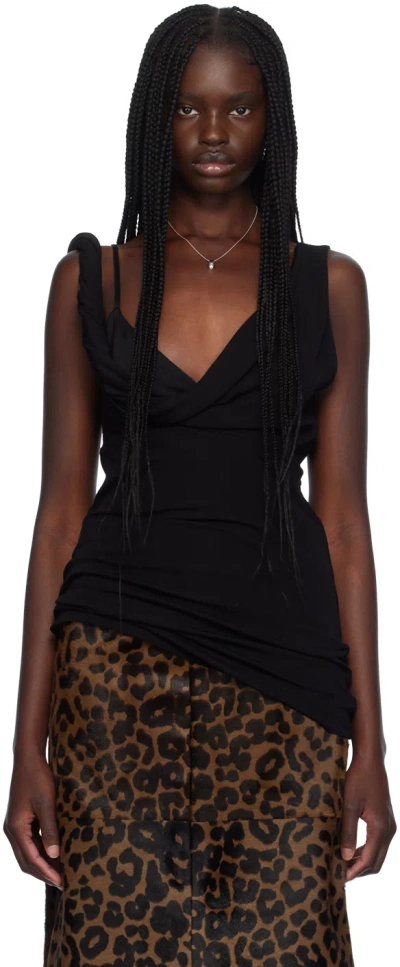 Totême Black Twist Drape Tank Top In 001 Black