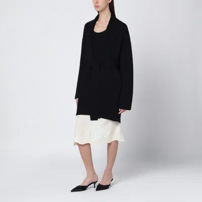 Totême Black Wool Cardigan Sweater With Lapels