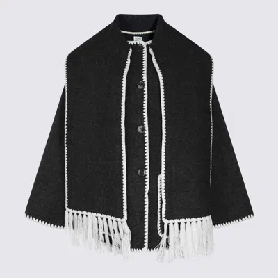 Totême Black Wool Coat In Gray