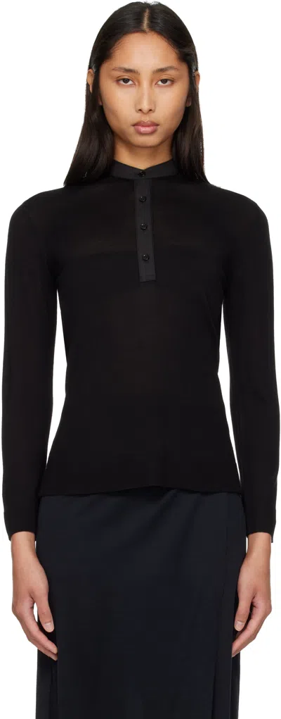Totême Black Wool Silk Knit Sweater