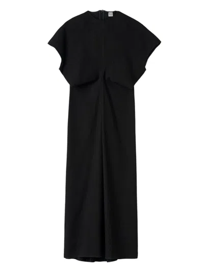 Totême Toteme Black Woven Dress With Loose Waist