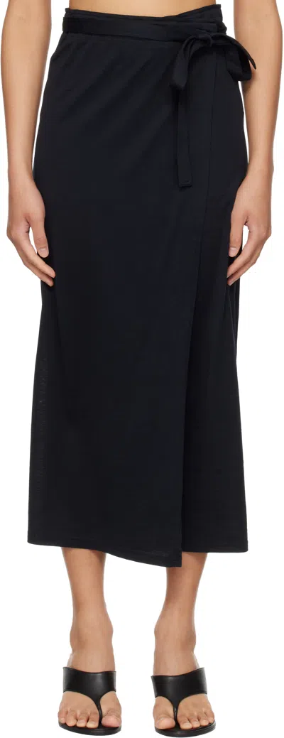 Totême Black Wrap Midi Skirt