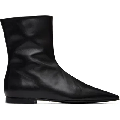 Totême Black Zip Leather Chelsea Boots