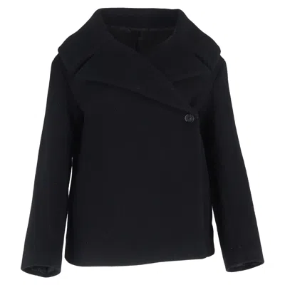 TOTÊME BLEND FELT WRAP JACKET IN BLACK WOOL