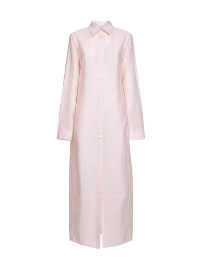 Totême Bloom Silk Blend Long Parachute-style Shirt Dress In Pink