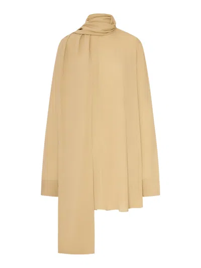 Totême Blouse With Draped Scarf In Nude