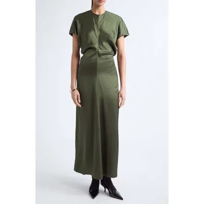 Totême Toteme Blouson Bodice Satin Maxi Dress In Black