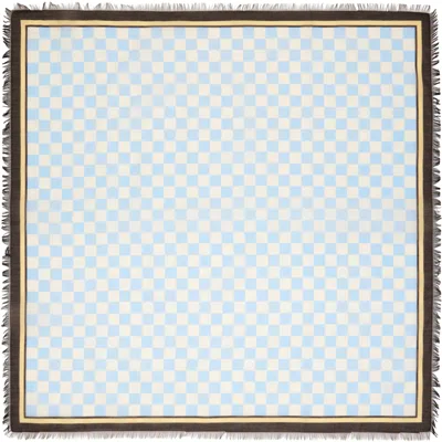 Totême Blue & Off-white Cotton Silk Scarf