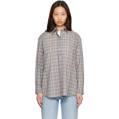 Totême Blue & Orange Classic Check Shirt In Multi