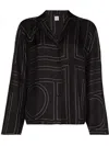 Totême Toteme Women Silk Shirt With Monogram Logo Embroidery In Black