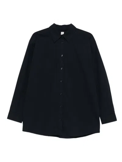 Totême Blue Relaxed Solid Shirt In Black