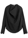 Totême Draped Long-sleeves Blouse In Black