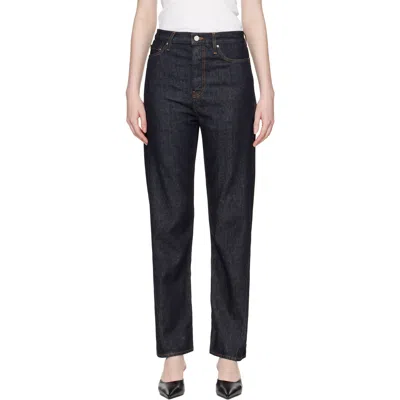 Totême Blue Twisted Seam Full Length Jeans In Black