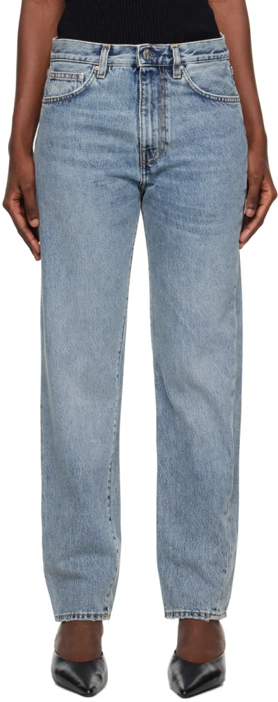 Totême Blue Twisted Seam Jeans In 485 Worn Blue