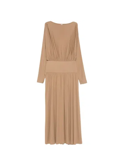 Totême Boat-neck Dress In Brown