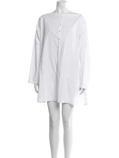 Pre-owned Totême Boat Neck Poplin Dress Mini Dress In White