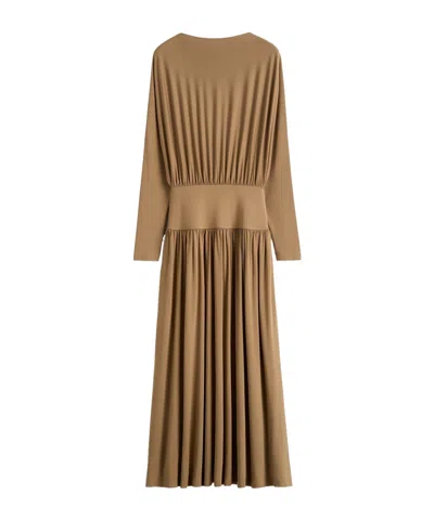 Totême Boatneck Jersey Maxi Dress In Brown