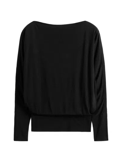 Totême Boat Neck Long Sleeve Top In Black