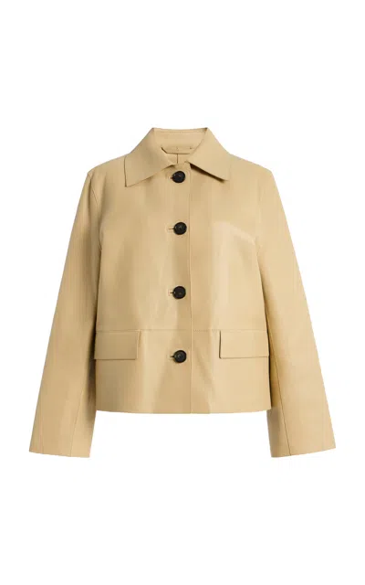 Totême Toteme Bonded Leather Car Jacket In Brown