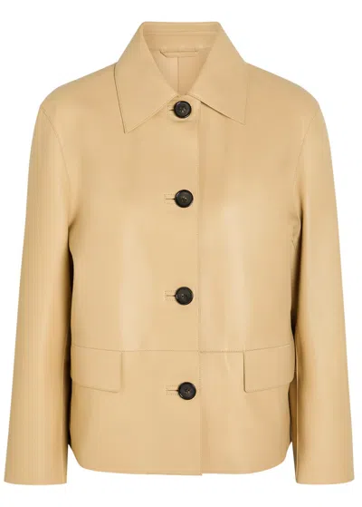 Totême Toteme Bonded Leather Jacket In Sand