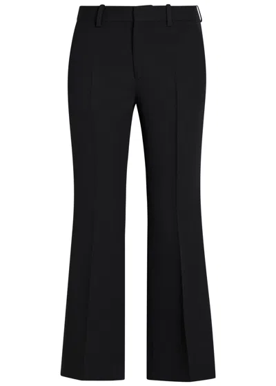 Totême Toteme Bootcut Twill Cropped Trousers In Black