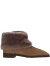 Totême Ankle Boots Aus Veloursleder Mit Shearling In Multi