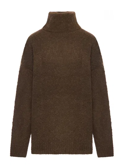Totême Boucle Turtleneck In Brown