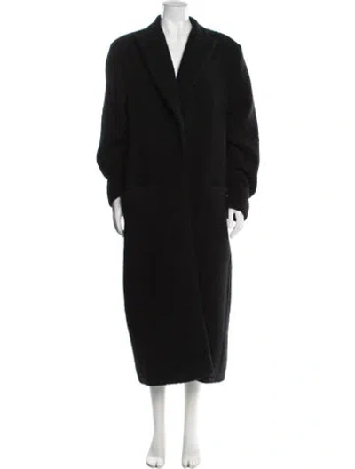 Pre-owned Totême Boucle Wool Peak Lapel Coat Wool Coat In Black