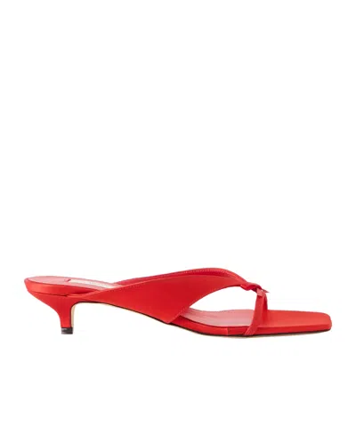 Totême Bow-decorated Satin High-heeled Sandals In Red