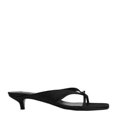 Totême Bow Satin Sandals Black