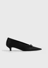 Totême Bow Satin Kitten Pumps Black In Animal Print