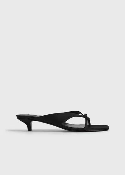 Totême Bow Satin Sandals Black