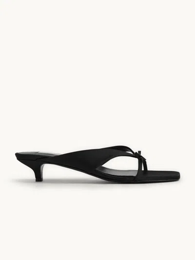 Totême Bow Satin Sandals Black