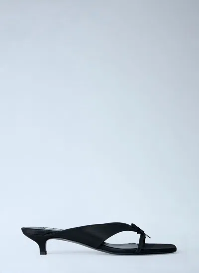 Totême Bow Satin Sandals In Black