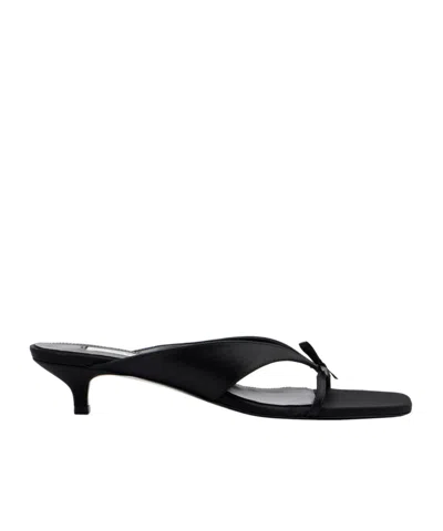 Totême Bow-decorated Satin High-heeled Sandals In Black