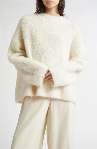 Totême Toteme Boxy Bouclé Alpaca Blend Sweater In White
