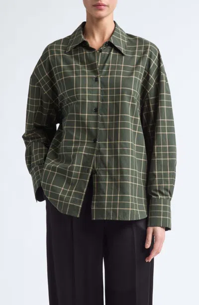 Totême Toteme Boxy Long Sleeve Button Down Shirt In Green