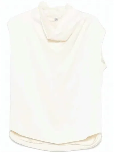 TOTÊME BOXY SILHOUETTE SLEEVELESS TOP WITH DRAPED COWL NECKLINE