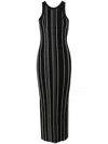 Totême Striped Ribbed-knit Maxi Dress In Black